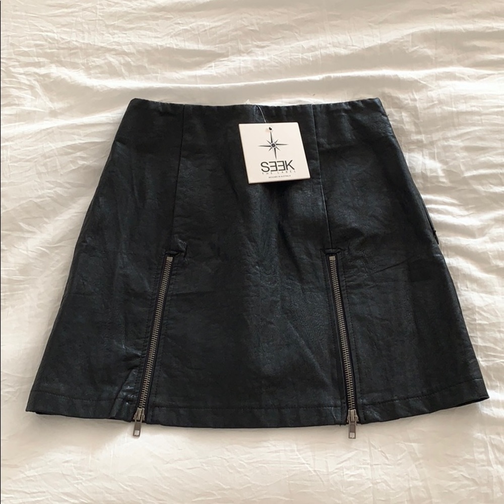 NWT LF Seek the Label Black Leather Skirt